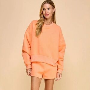 TCEC Peach Orange Oversized Drop Shoulder soft Sweatshirt